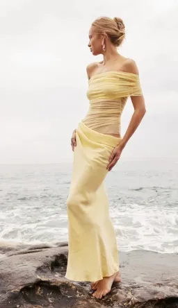 Benni Nico Off Shoulder Maxi Dress Butter Size 6 for rent on The Volte - image 2