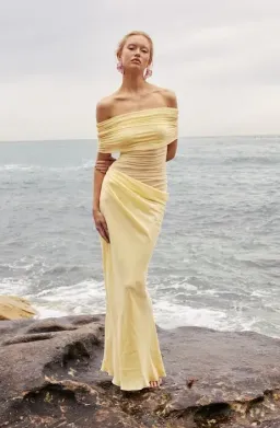 Benni Nico Off Shoulder Maxi Dress Butter Size 6 for rent on The Volte - image 1