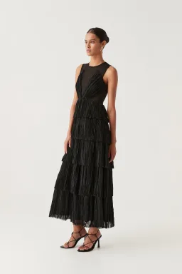 Aje Escapist Black Tiered Maxi Dress Size 10 for rent on The Volte - image 3