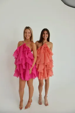 Aje Pandorea Layered Mini Dress Coral Size AU 8 for rent on The Volte - image 4