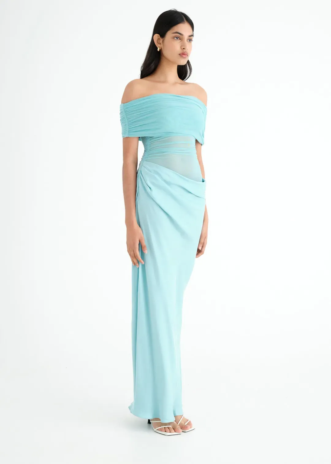 Benni Nico Off The Shoulder Maxi Dress in Aquamarine Size 6 for rent on The Volte - main image
