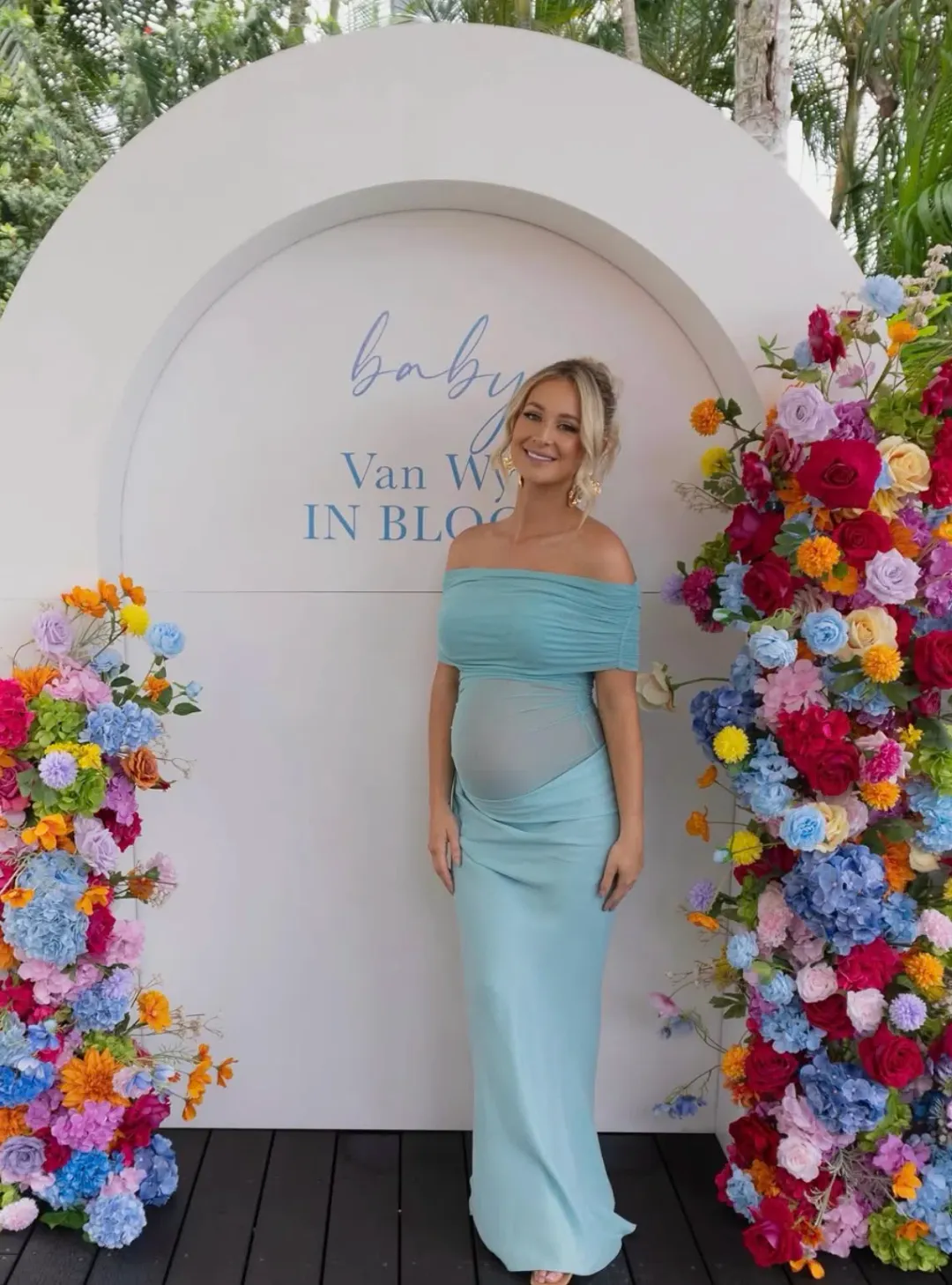 Benni Nico Off The Shoulder Maxi Dress in Aquamarine Size 6 for rent on The Volte - main image