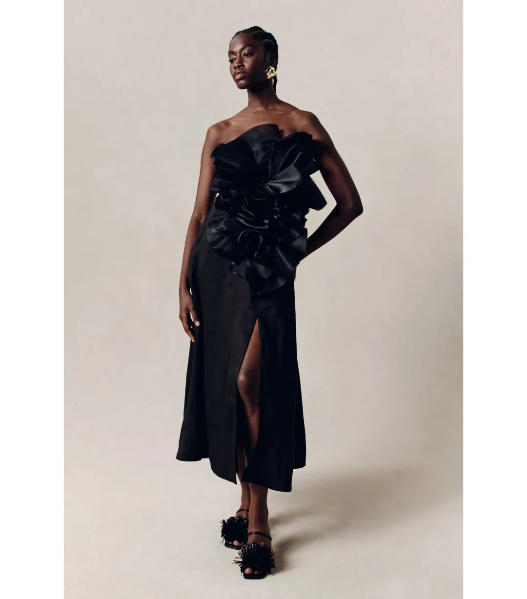 Aje Energy Midi Dress in Black Size AU 8  for rent on The Volte - main image