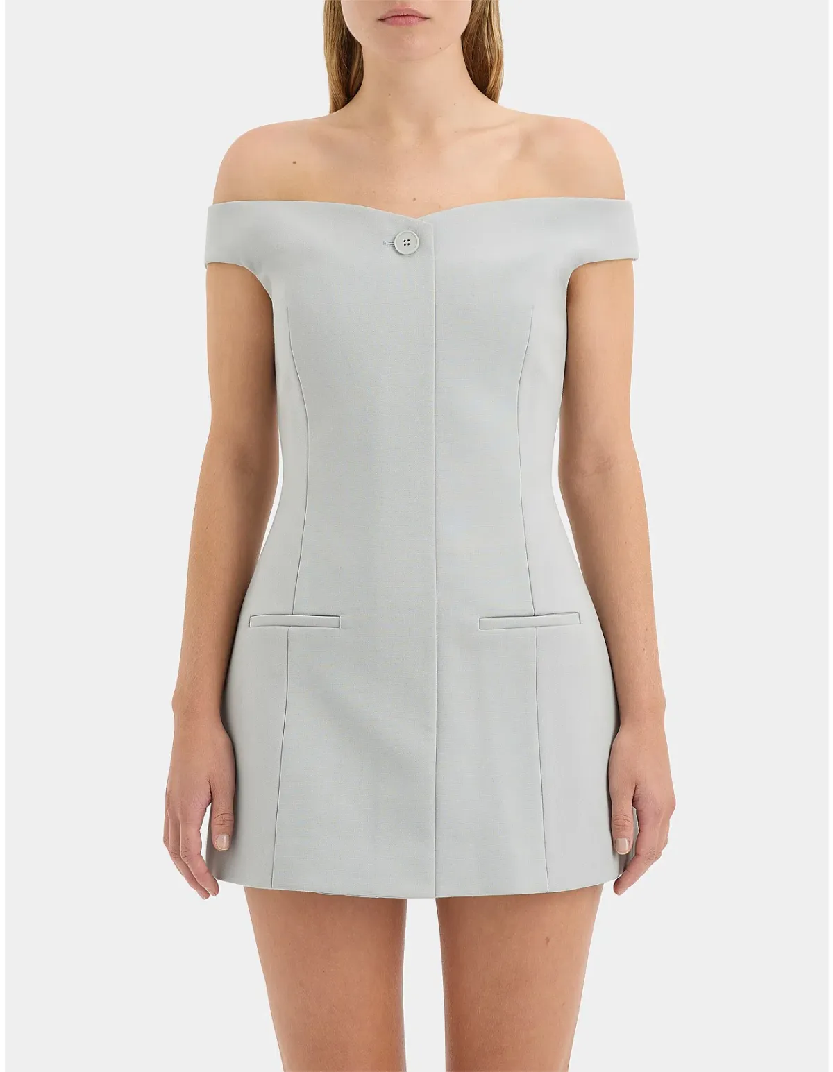 Sir the Label Sandrine Off Shoulder Mini Dress Ice Blue Size 1 / AU 8 for rent on The Volte - main image