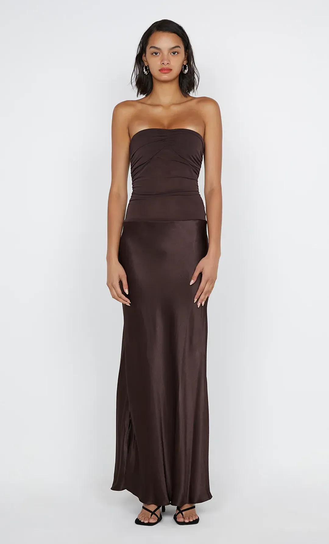 Bec & Bridge Dua Strapless Maxi Dress Dark Chocolate Size 10 for rent on The Volte - main image