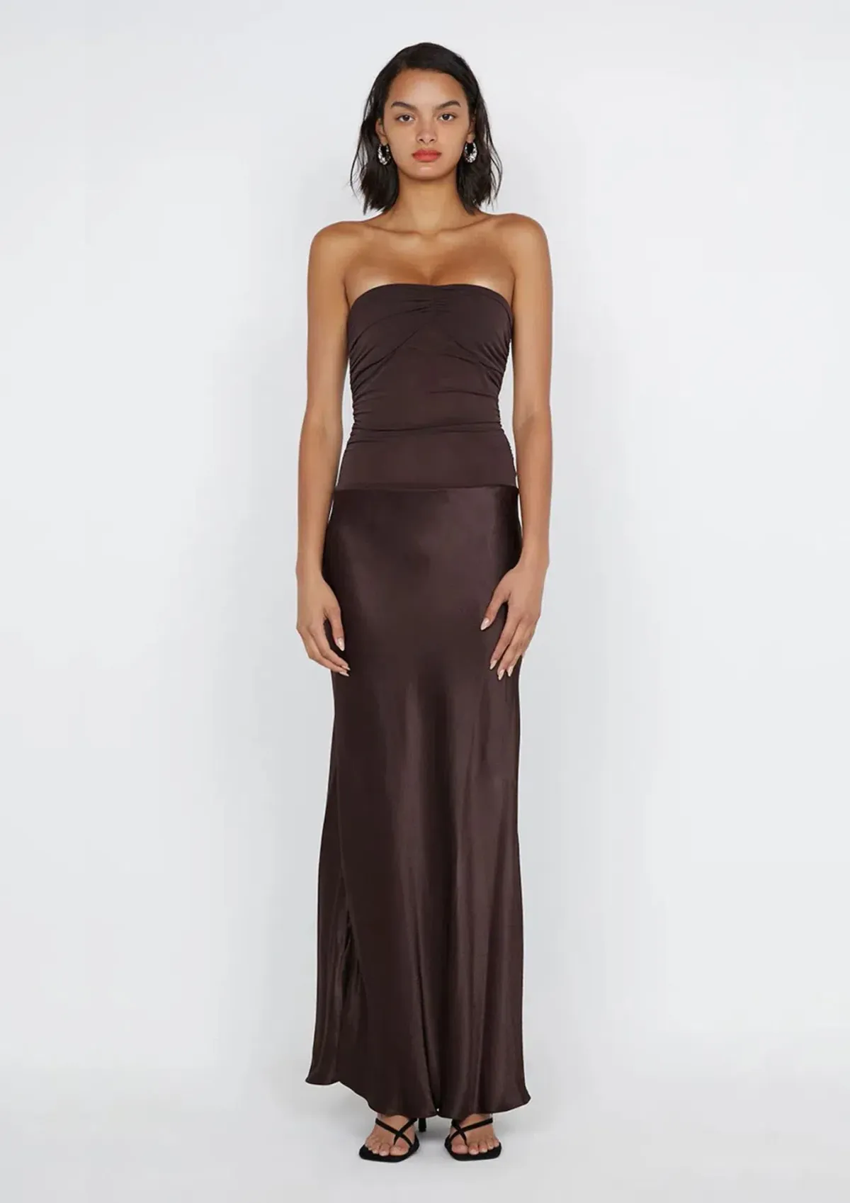 Bec & Bridge Dua Strapless Maxi Dress Dark Chocolate Size 10 for rent on The Volte - main image