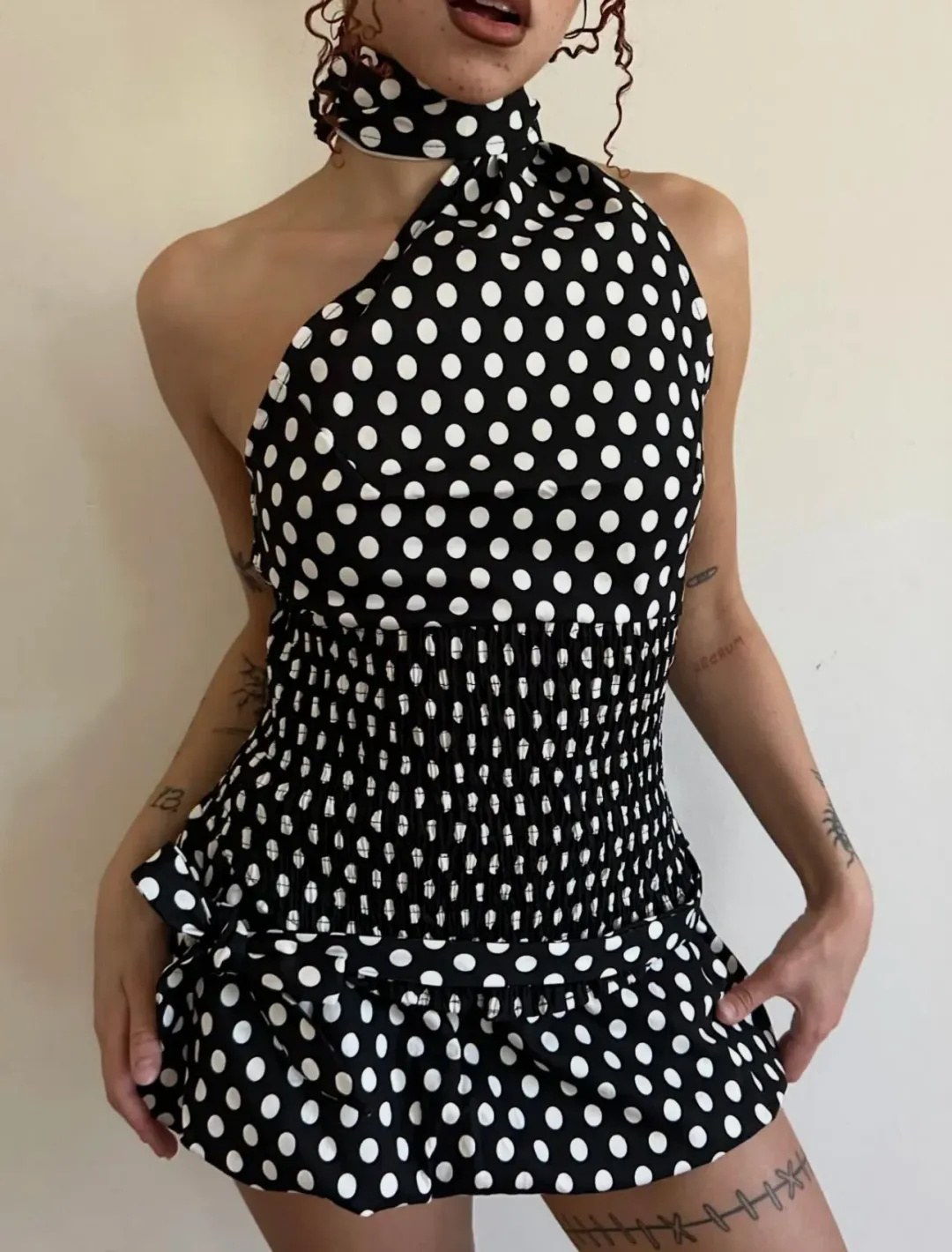 Blondita Gwen Top and Bubble Mini Skirt Set Polka Dot Size 10 for rent on The Volte - main image
