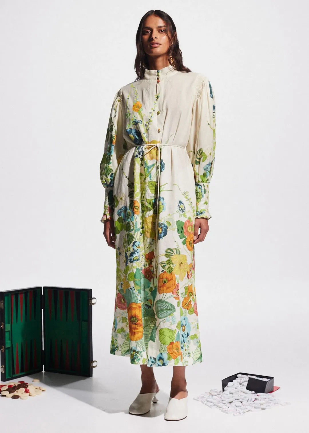 Alemais Constance Puff Sleeve Button Maxi Shirt Dress Size 14  for rent on The Volte - main image