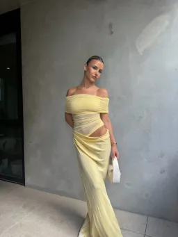 Benni Nico Off Shoulder Maxi Dress Butter Size 8 for rent on The Volte - image 1