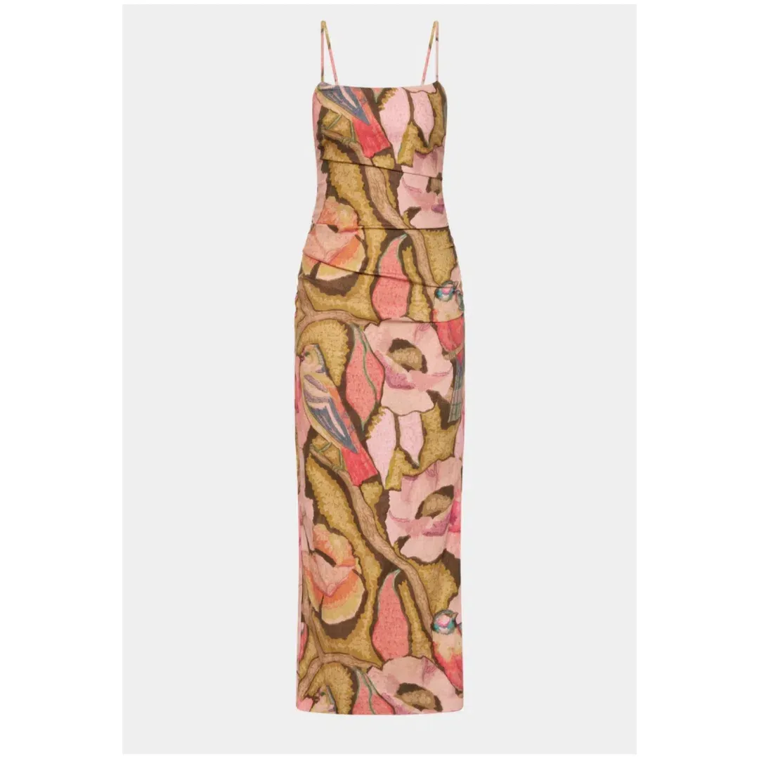 Sir the Label Talulah Column Midi Dress Sanderling Floral Size 0P / AU 6 Petite for rent on The Volte - main image