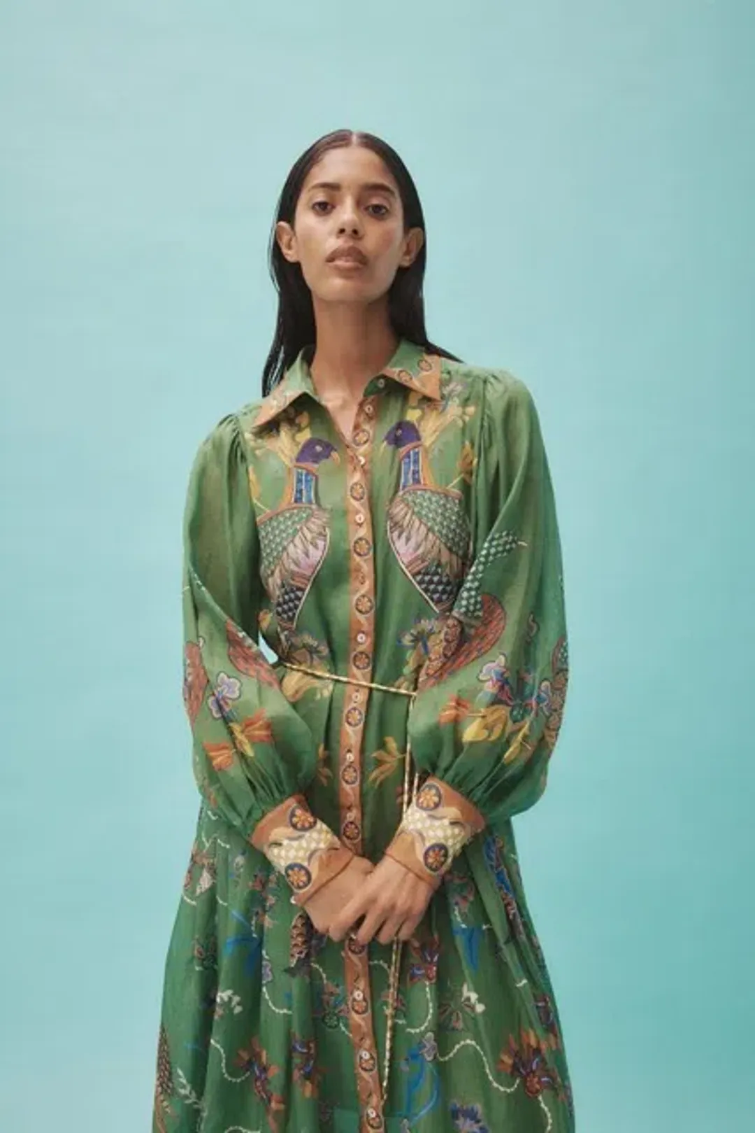 ALEMAIS Birdie Shirtdress in Jade Size 10 AU for rent on The Volte - main image