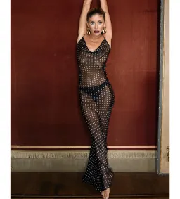 Rat & Boa Giselle Polka Dot Sheet Maxi  Dress Black Size Xxs / Size 6  for rent on The Volte - image 1