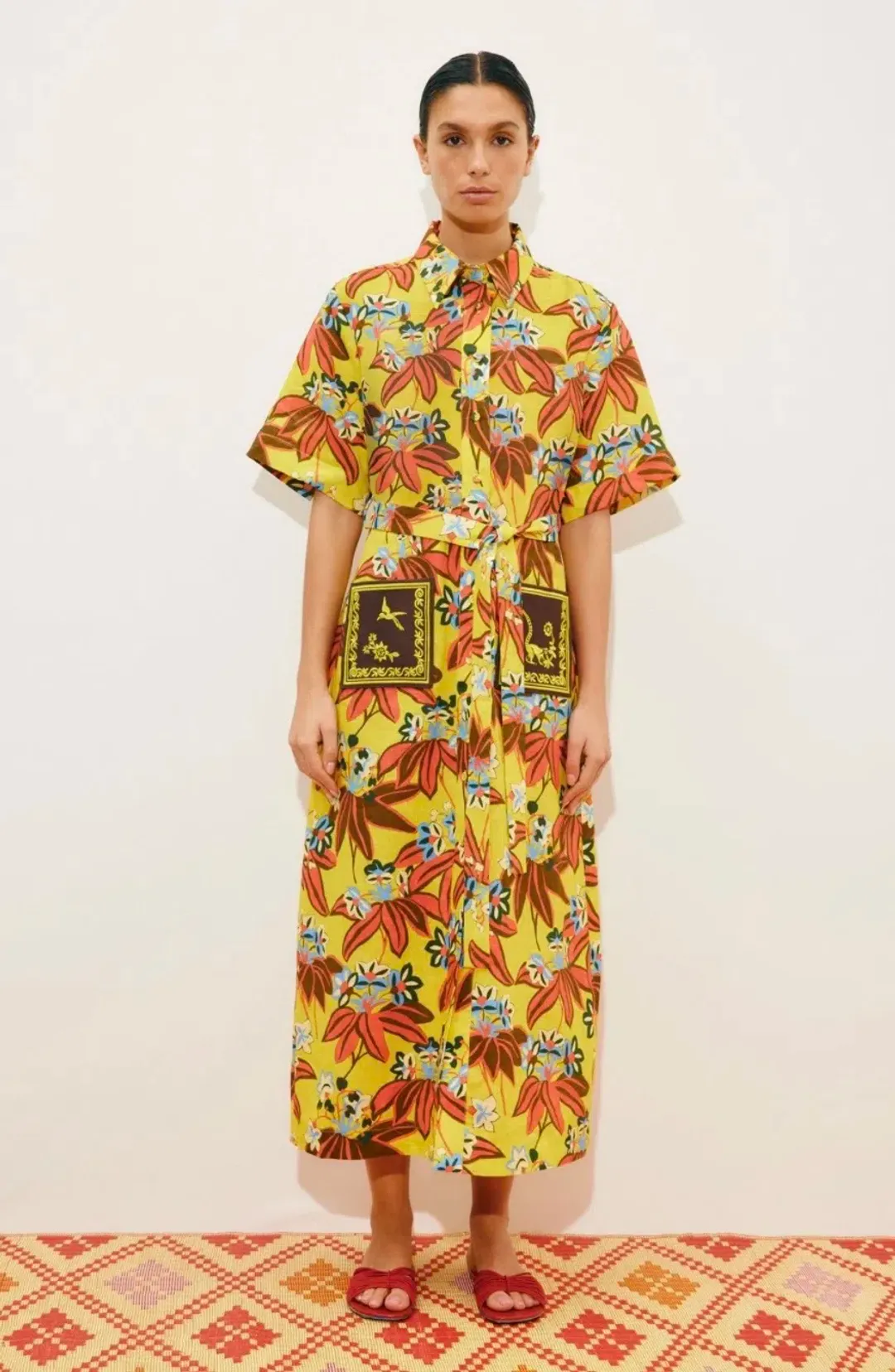Alemais Leo  Shirt Midi Dress Print Size 12 fits 14 for rent on The Volte - main image