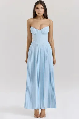 House of CB Marcella Pleated Maxi Dress Ocean Blue Size L / AU 12 for rent on The Volte - image 2