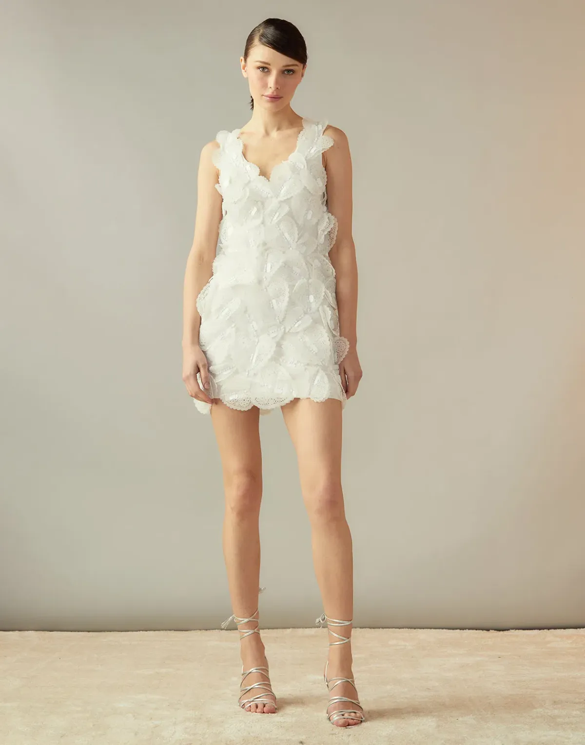 Cynthia Rowley Elle Heart Embellished Mini Dress White Size 0 / AU 4 for rent on The Volte - main image