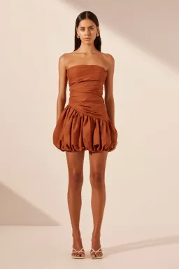 Shona Joy Celeste Strapless Bubble Mini Dress Rust Size 8 for rent on The Volte - image 1