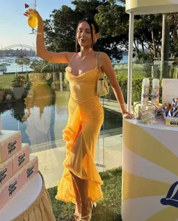 House Of CB Gabbi Ruffled Front Gown Apricot Size XS / AU 6 for rent on The Volte - image 5