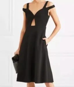 Carven Keyhole Cutout Shoulder Strap Detail Cocktail Dress Black Size AU 10 for rent on The Volte - image 1