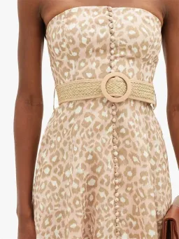 Zimmermann Carnaby Strapless Leopard Belted Linen Dress Size 0/Au 8  for rent on The Volte - image 3