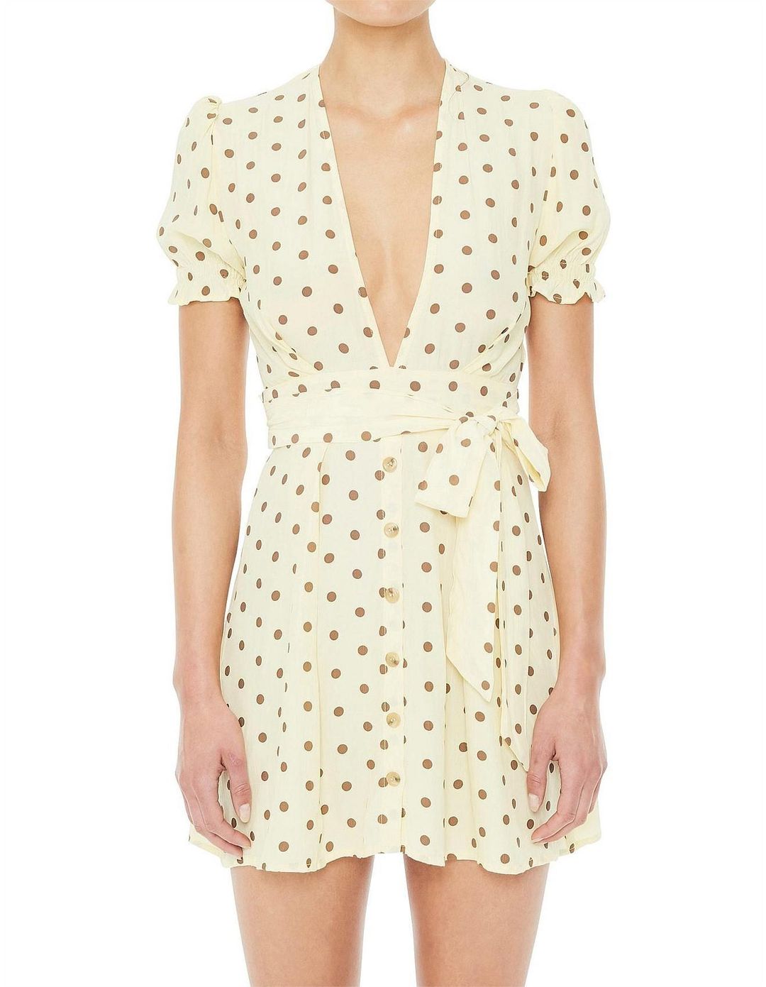 Faithfull the Brand, Vanelli Mini Dress Lemon Yellow Size 8 for rent on The Volte - main image