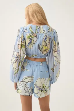 Aje Romantica Voile Crop Top and Shorts Set Blue Hibiscus Size 12 for rent on The Volte - image 3