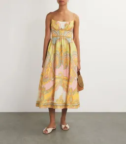 Zimmermann Maxine Picnic Midi Dress Gold Paisley Size 1 / AU 10 for rent on The Volte - image 1