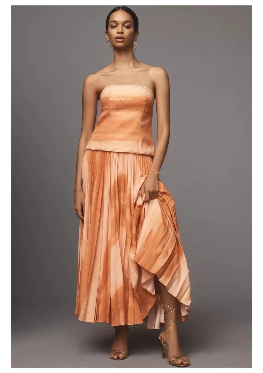 Acler Brayswick Midi Dress Melon Watercolour Size 10 for rent on The Volte - main image