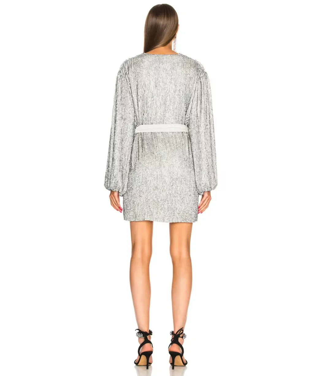 Retrofete Gabrielle Robe Dress Silver Size AU 12 for rent on The Volte - main image