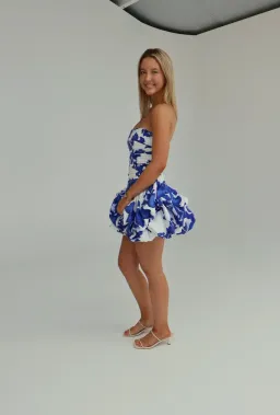 Aje Violette Bubble Hem Mini Dress in Boldly Blooming Cobalt Size AU 8 for rent on The Volte - image 2
