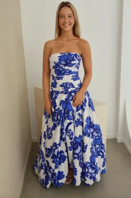 Aje Behold Maxi Dress Boldly Blooming Cobalt Size AU 10 for rent on The Volte - image 1
