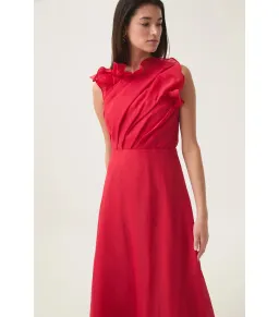 Aje Genesis Midi Dress Scarlet Red Size AU 10  for rent on The Volte - image 3