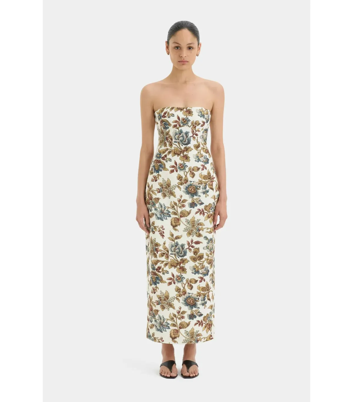 Sir the Label Eleanora Column Midi Dress in Viola Print Size AU 6 for rent on The Volte - main image