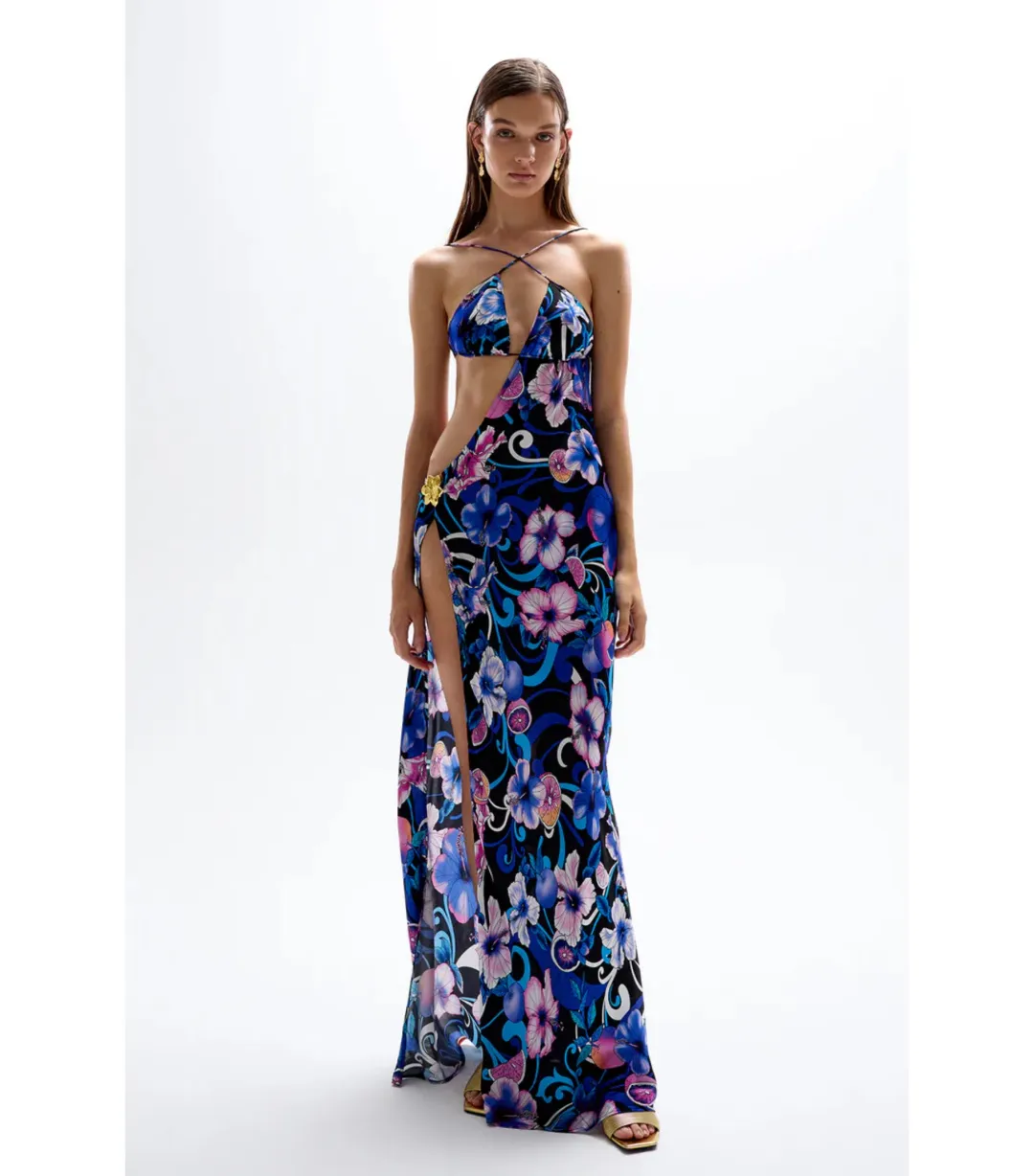 Cin Cin Swim Villa Cut-out Dress Hibiscus Purple Size AU 8 for rent on The Volte - main image