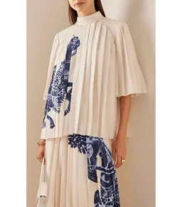 Alemais Rider Pleated Blouse Size AU 10 and Skirt Size AU 12 Set Print  for rent on The Volte - image 3