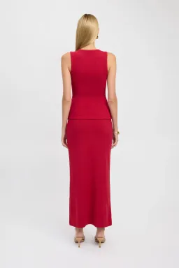 Kookai Bec Button Tank and Carter Maxi Skirt Set Cherry Red Size 6 for rent on The Volte - image 2