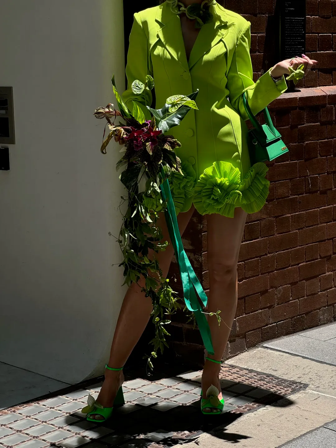 Acler Hampstead Blazer Mini Dress in French Lime Size 8  for rent on The Volte - main image