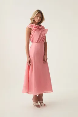 Aje Genesis Midi Dress in Washed Coral Size 14 for rent on The Volte - image 2