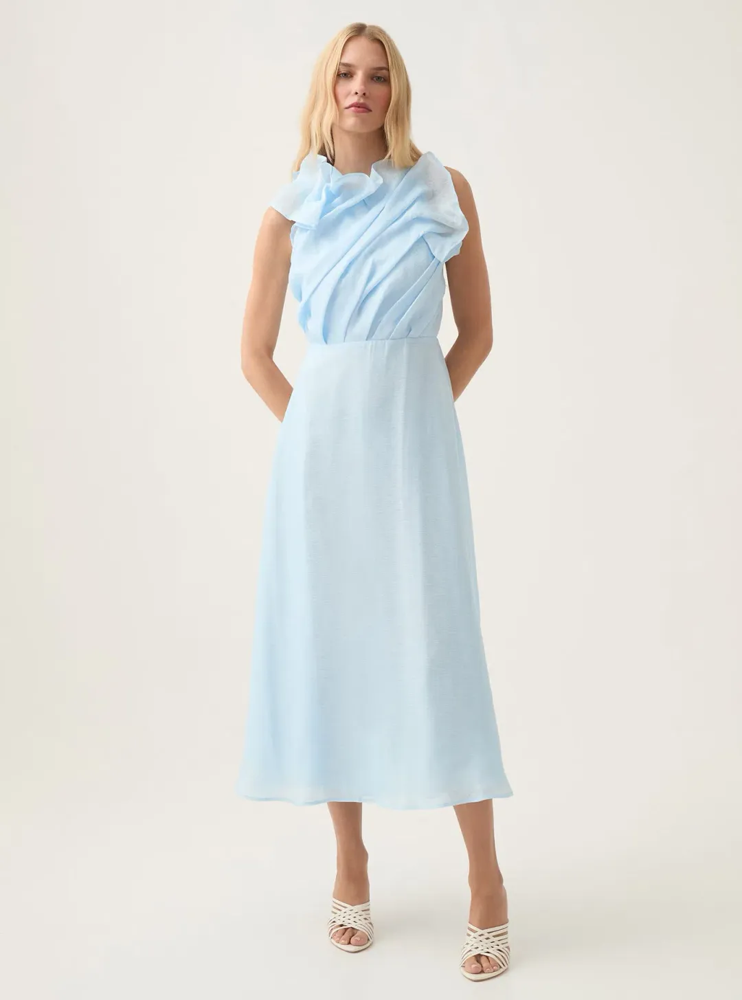 Aje Genesis Midi Dress in Sea Breeze Blue Size 14 for rent on The Volte - main image