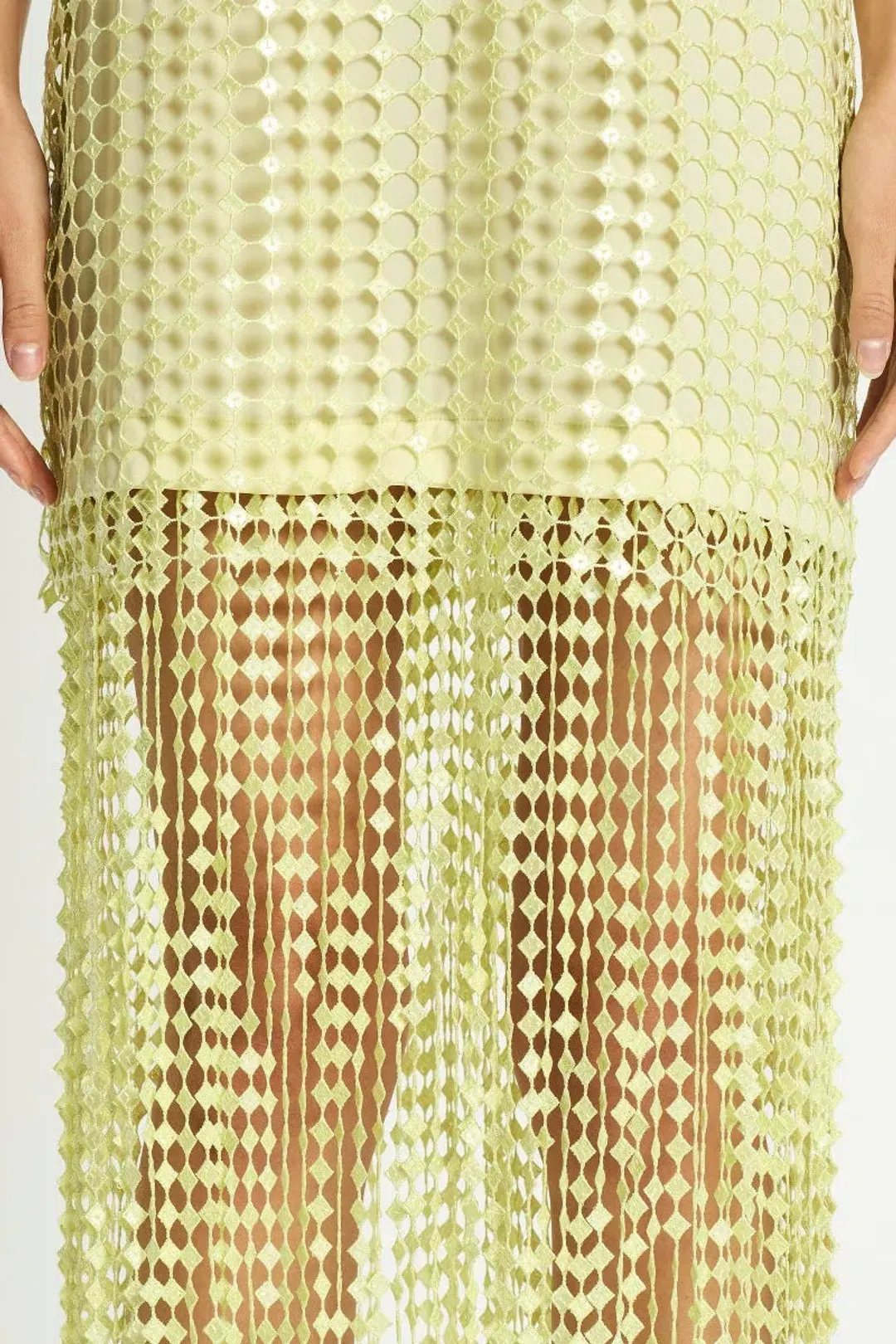 Sass & Bide Pinnacle Lace Midi Dress Lime Size 10 for rent on The Volte - main image