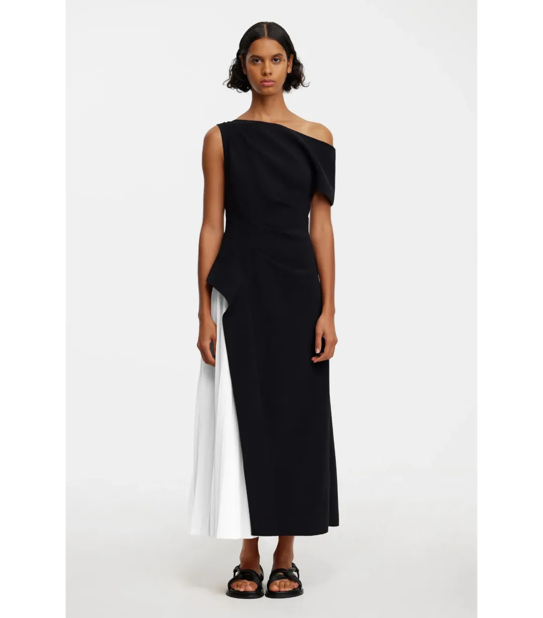 Acler Sudden Midi Dress Black with Cream Size AU 10 for rent on The Volte - main image