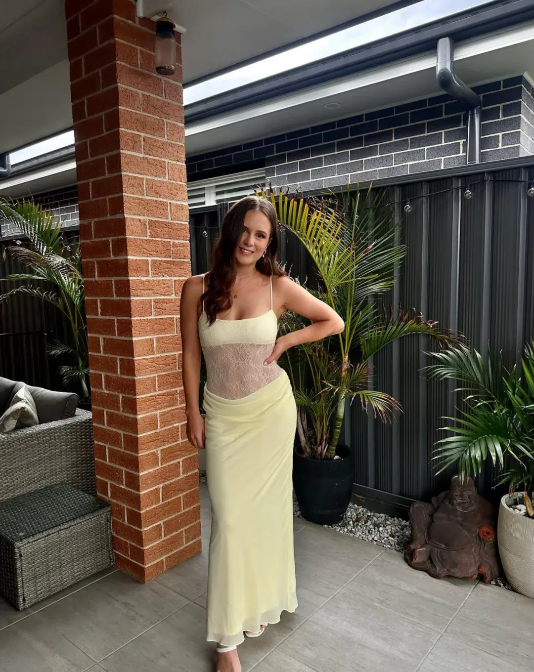 BENNI - Gabriel Maxi Dress in Lemon Sorbet Size 8 for rent on The Volte - main image