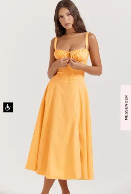 House of CB CARMEN TANGERINE BUSTIER SUNDRESS  Size L for rent on The Volte - image 1