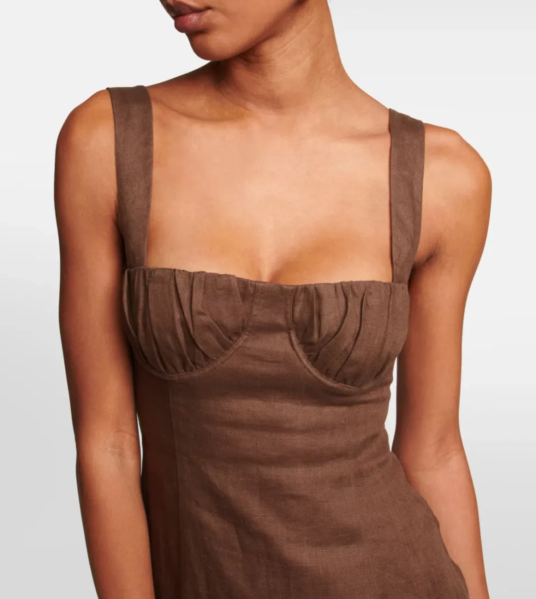 Sir the Label Bettina Linen Maxi Dress Brown Size 10/M for rent on The Volte - main image
