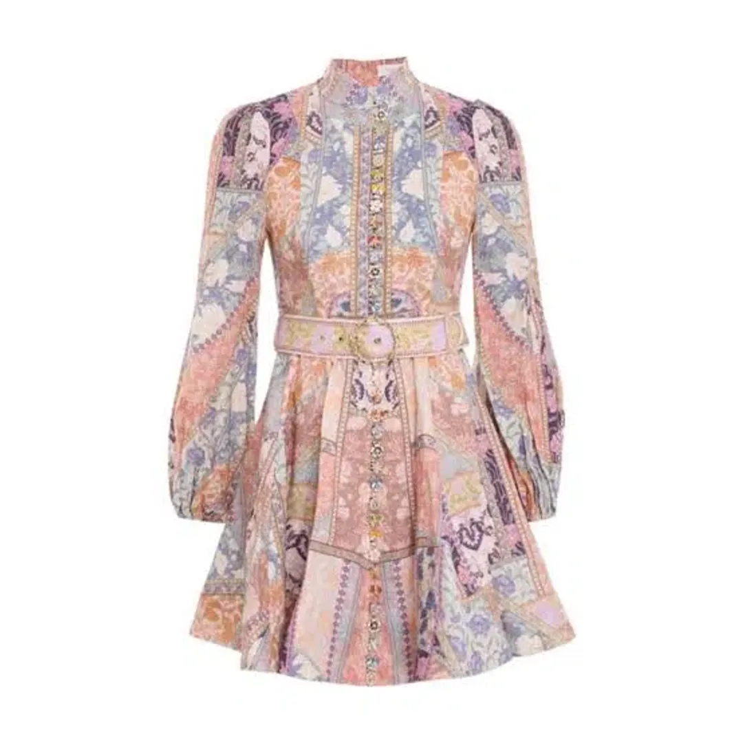 Zimmermann Kaleidoscope Buttoned Mini Dress Size 3 AU 14 for rent on The Volte - main image