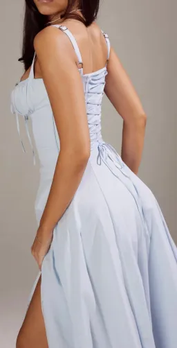 House of CB Carmen Soft Blue Bustier Midi Sundress Size L for rent on The Volte - image 4