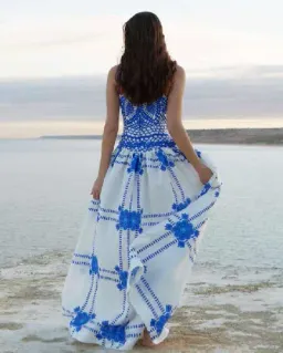Aston Studio Cordelia Dress Mediterranean/Foam Size 10 for rent on The Volte - image 3