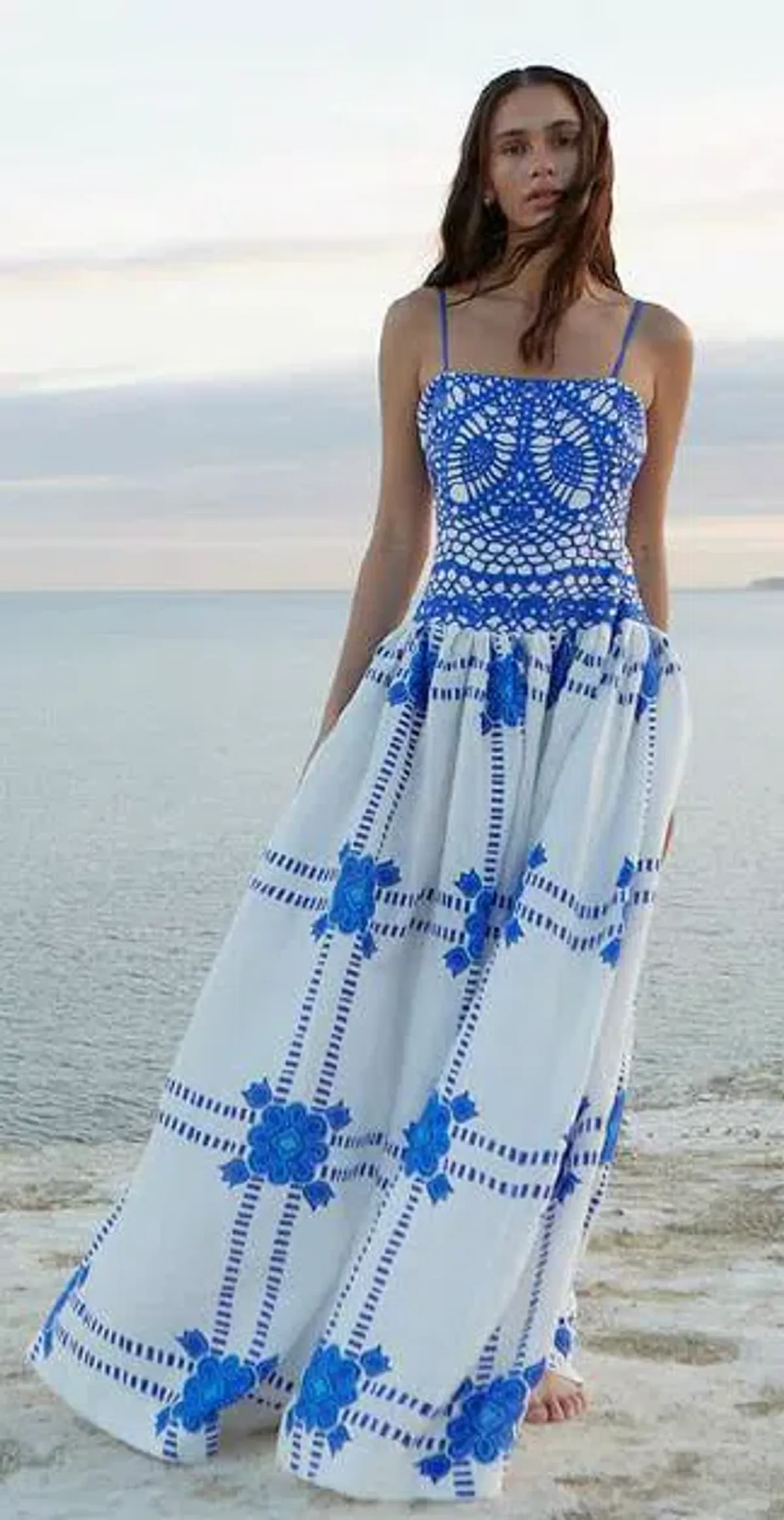 Aston Studio Cordelia Dress Mediterranean/Foam Size 10 for rent on The Volte - main image