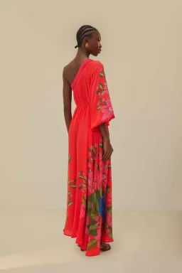 Farm Rio Summer Foliage Scarf Maxi Dress Red Size 12 for rent on The Volte - image 4