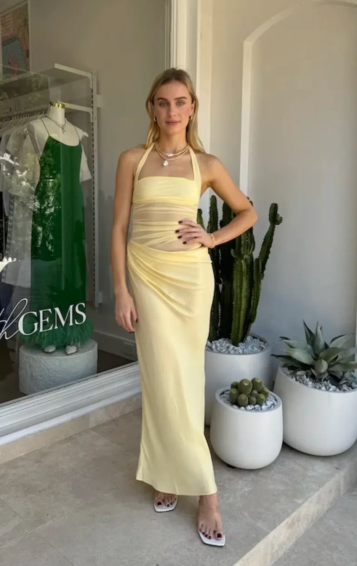Benni Gina Maxi Dress Yellow Size 6 for rent on The Volte - main image