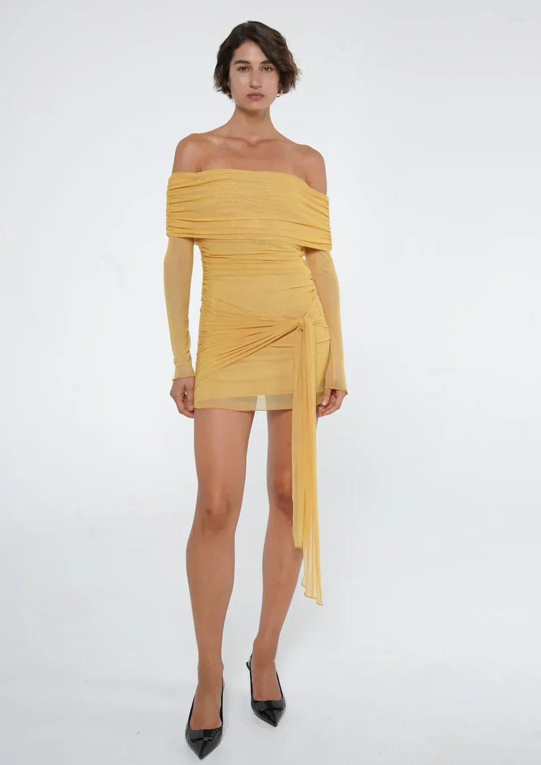 BENNI - Yasmin Mini Dress in Mustard Size AU 8 for rent on The Volte - main image